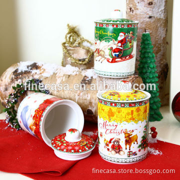 800CC New Bone China Christmas Canister Set